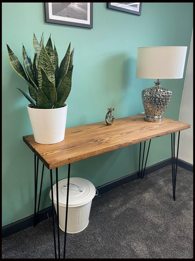 Hallway Console Table with Black Hairpin Legs