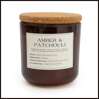 Medium Glass Jar with Cork Lid Amber & Patchouli