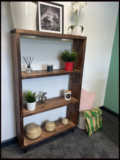 Rustic Bookcase with Hairpin Legs