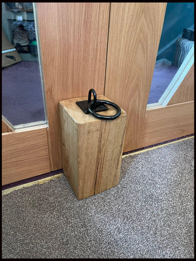 Rustic Chunky Oak Door Stop - Handmade FSC Reclaimed Heavy Solid