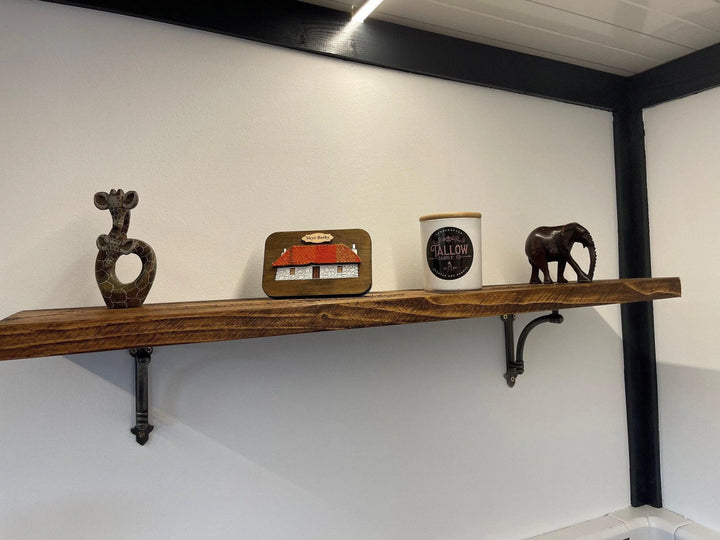 Rustic Solid Wood Shelf inc. Cast Iron Albion Brackets - Urban