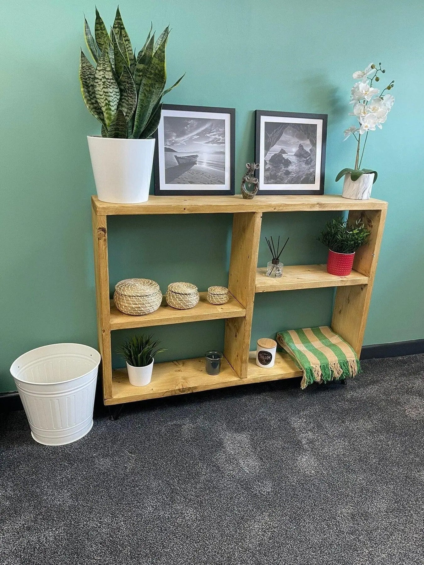 Solid Wood Bookcase Sideboard with Hairpin Legs – Urban Reclamation