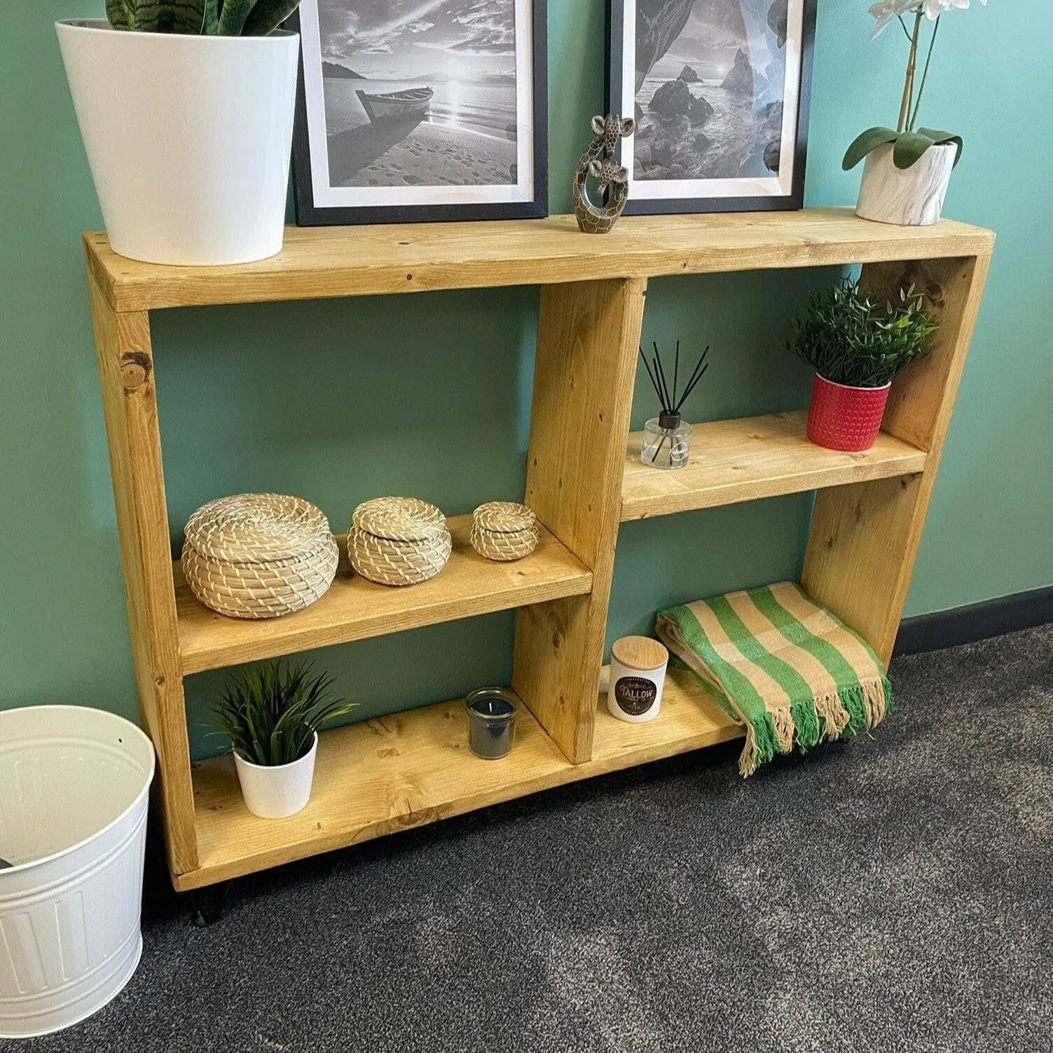 Solid Wood Bookcase Sideboard with Hairpin Legs - Urban Reclamation