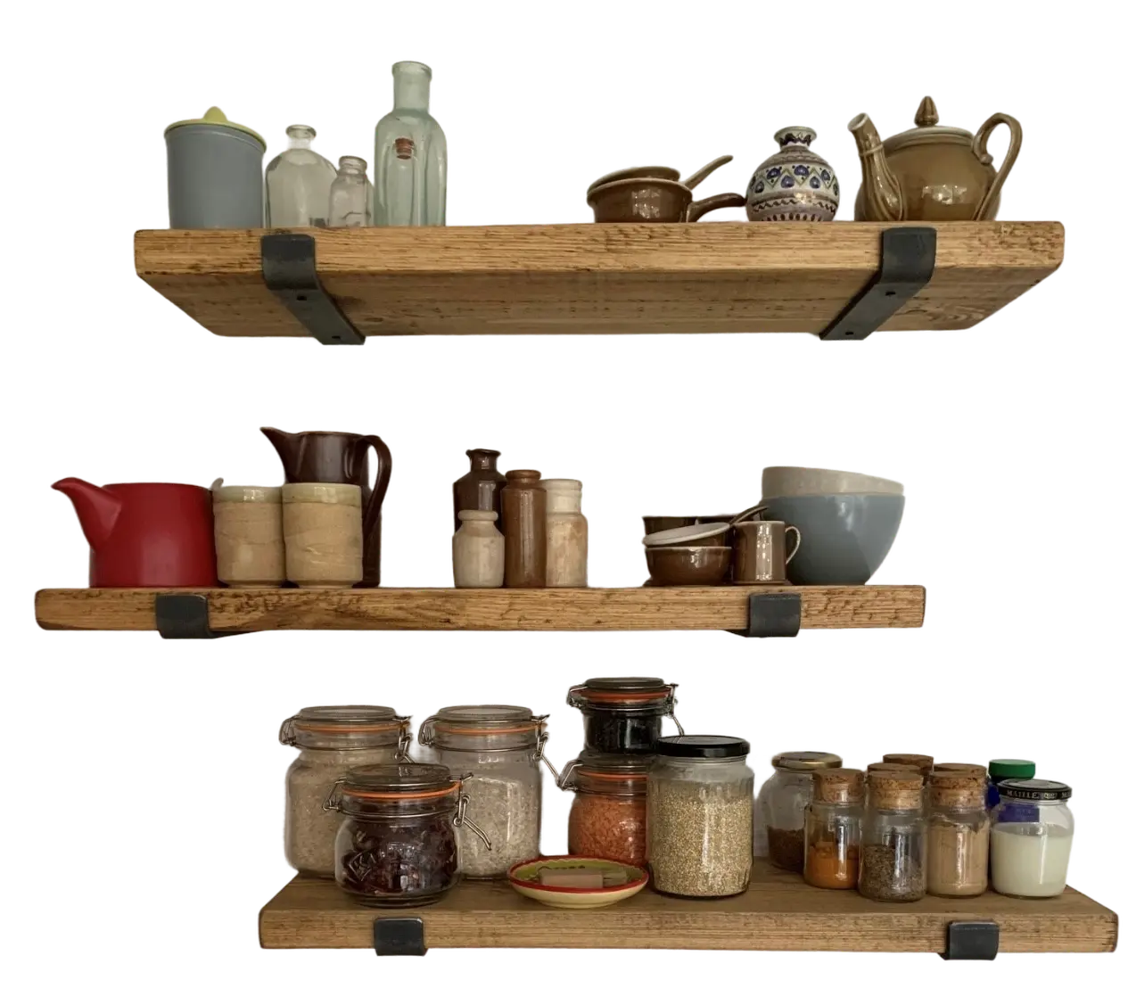 Rustic Rack Shelf Look Solid Wood Rustic Wall Shelf (Includes Brackets) - 30cm deep x 3cm ...